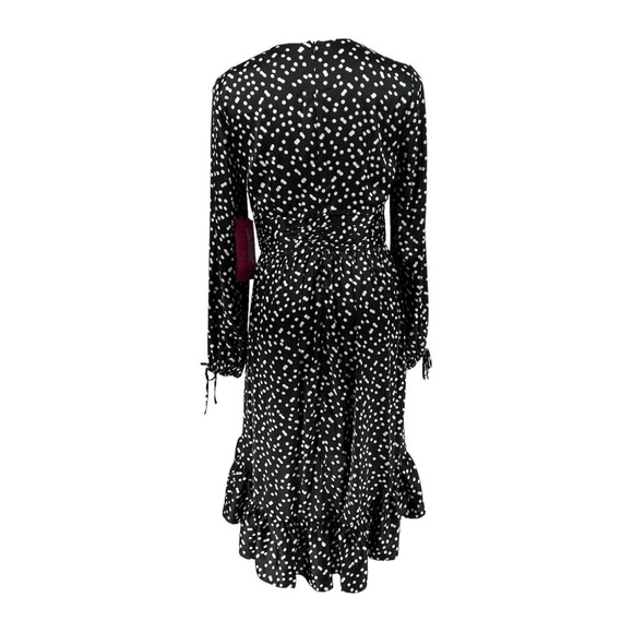 Betsey Johnson Polka Dot Beaded Hi-low Ruffle Midi Length Wrap dress sz 8 new - Picture 8 of 11